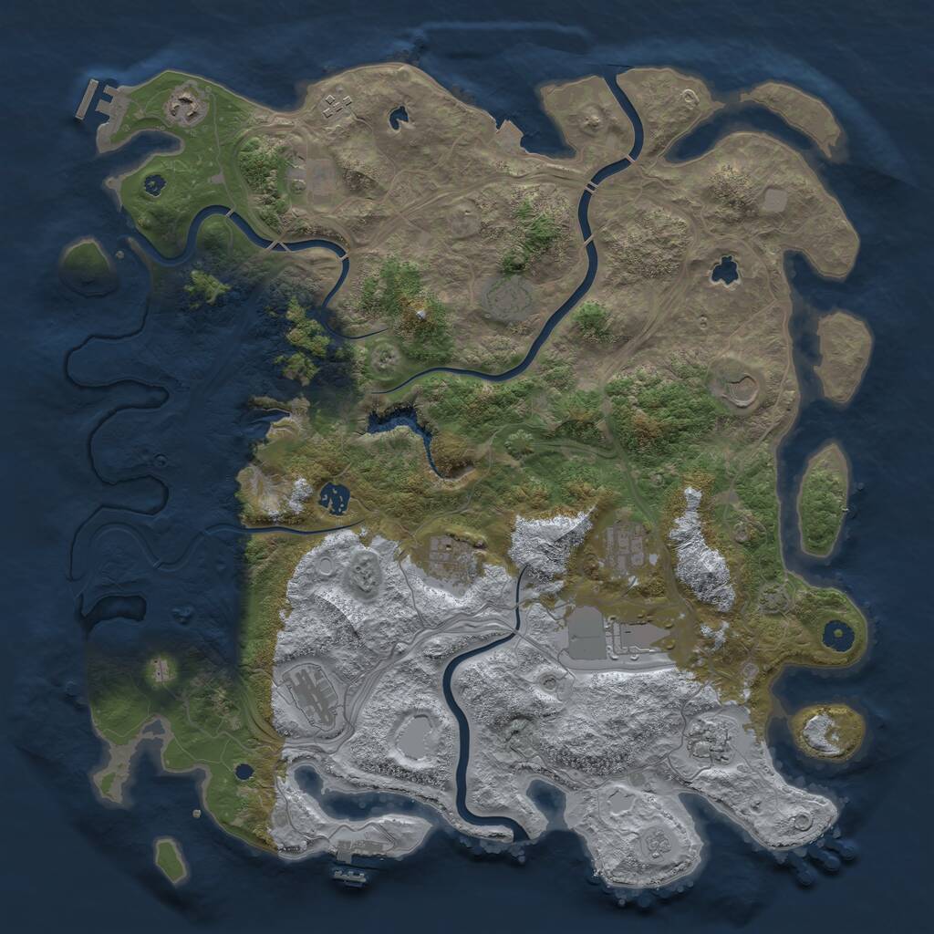 Rust Map: Procedural Map, Size: 4500, Seed: 1388282536, 17 Monuments