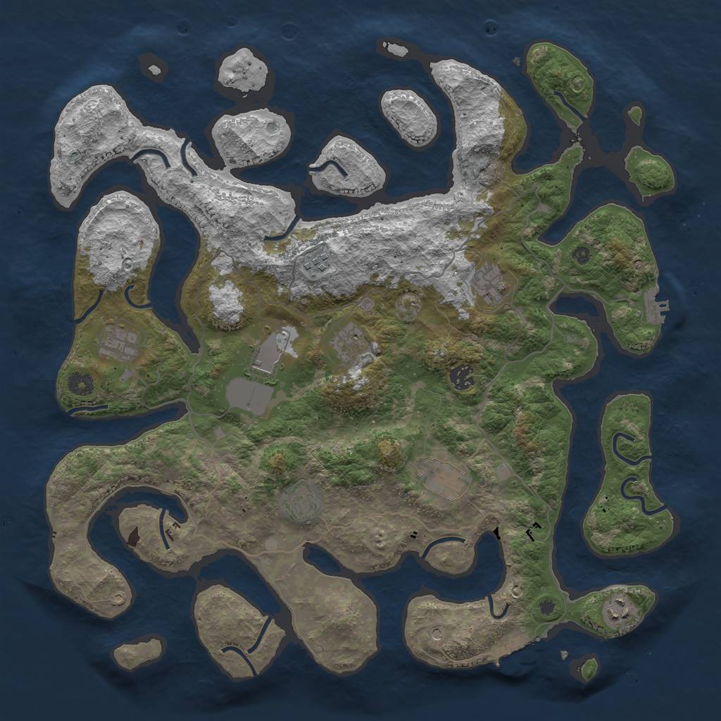 Rust Map: Procedural Map, Size: 4250, Seed: 35541166, 14 Monuments