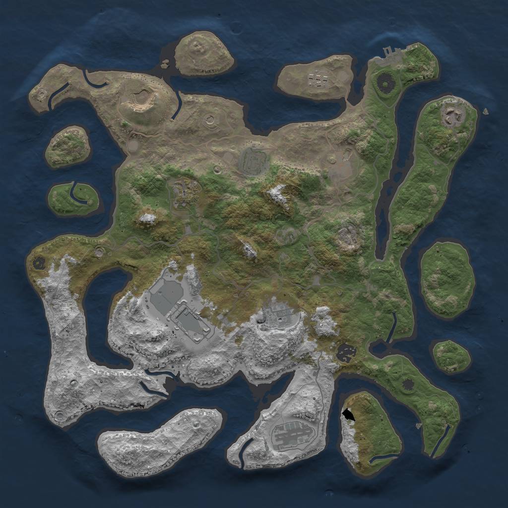 Rust Map: Procedural Map, Size: 4000, Seed: 45434565, 14 Monuments