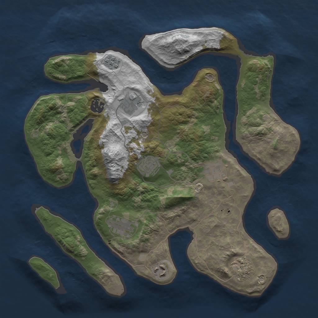 Rust Map: Barren, Size: 3400, Seed: 23642524, 11 Monuments