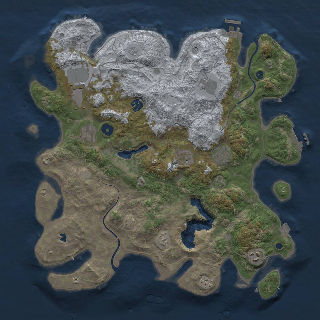 Rust Map: Procedural Map, Size: 4000, Seed: 6725725, 14 Monuments