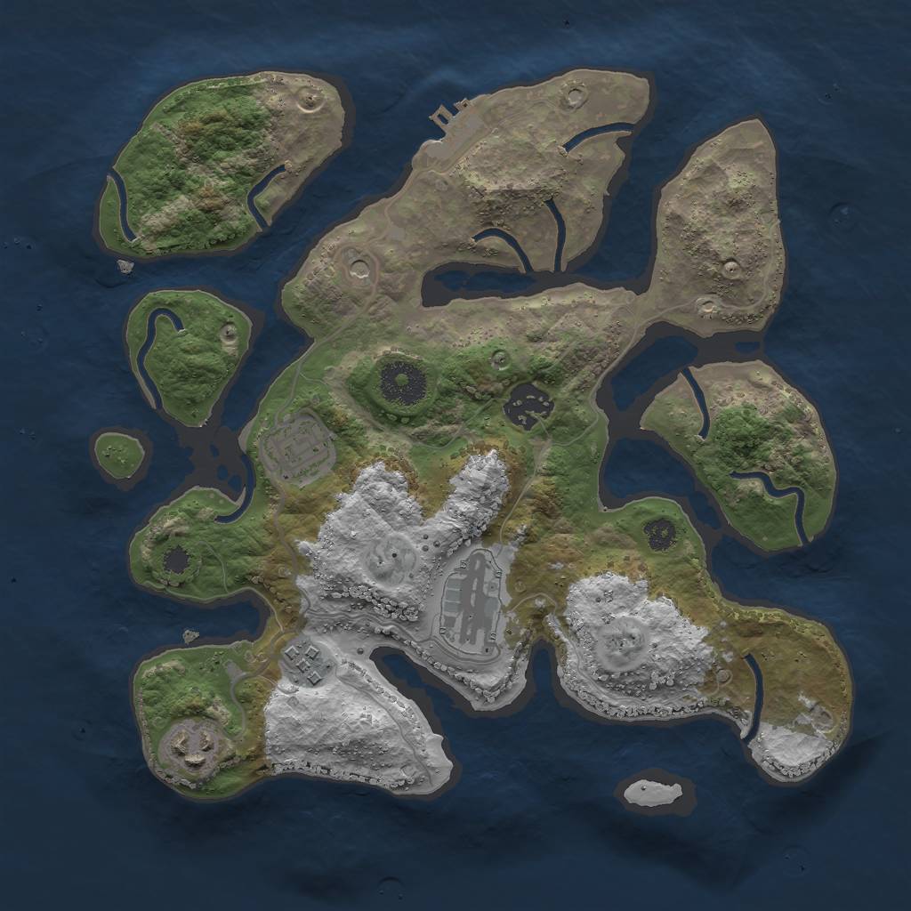 Rust Map: Procedural Map, Size: 3000, Seed: 759127456, 9 Monuments