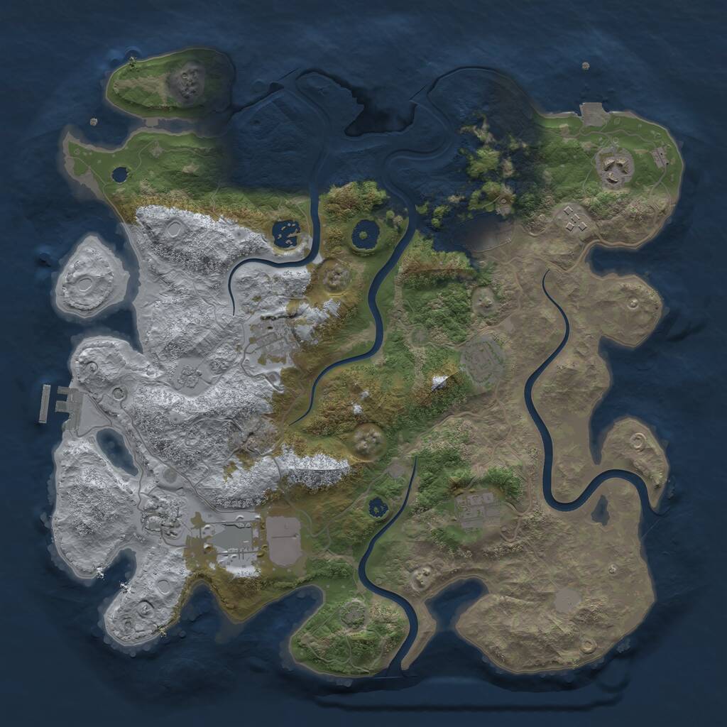 Rust Map: Procedural Map, Size: 3800, Seed: 14921776, 14 Monuments