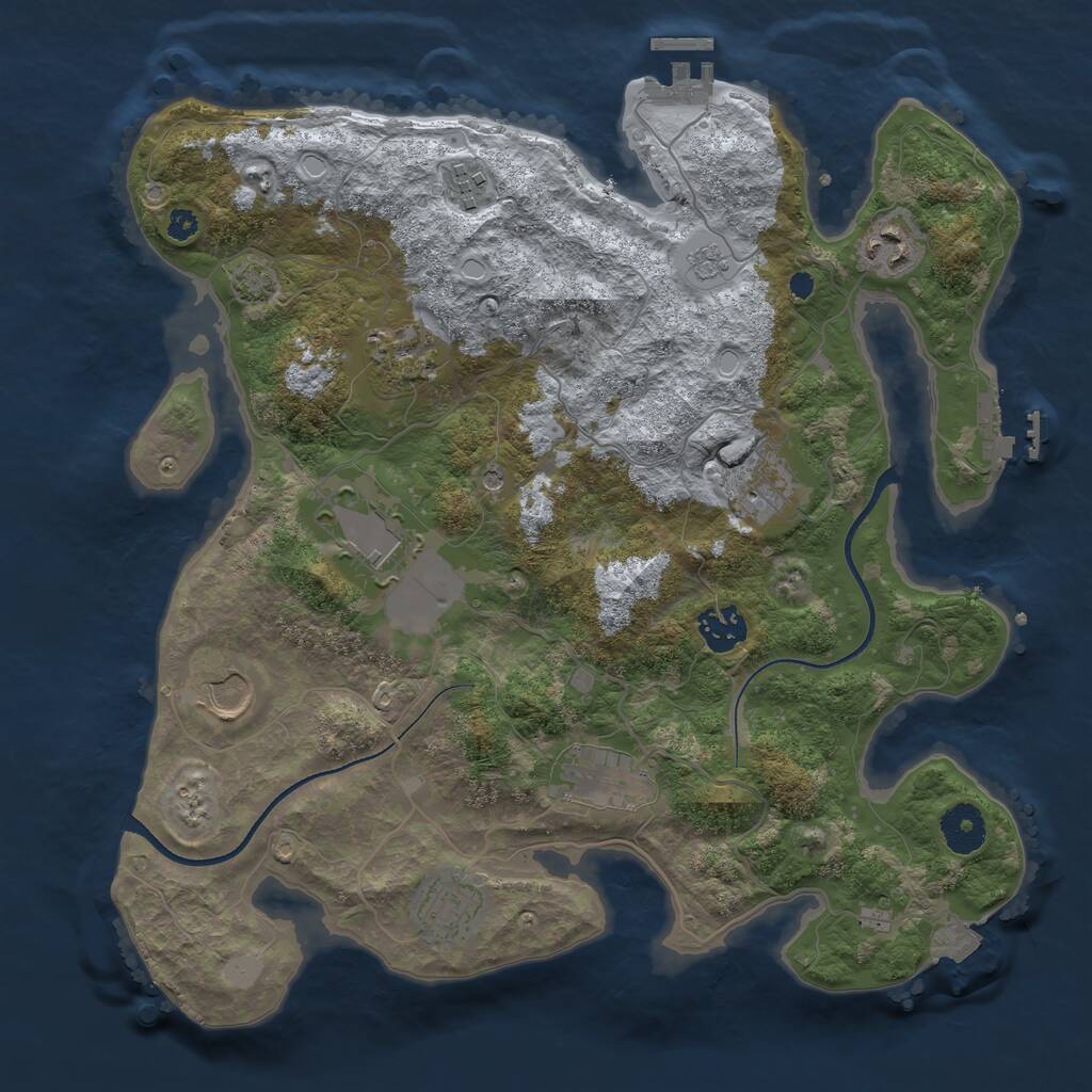 Rust Map: Procedural Map, Size: 3500, Seed: 486565605, 15 Monuments