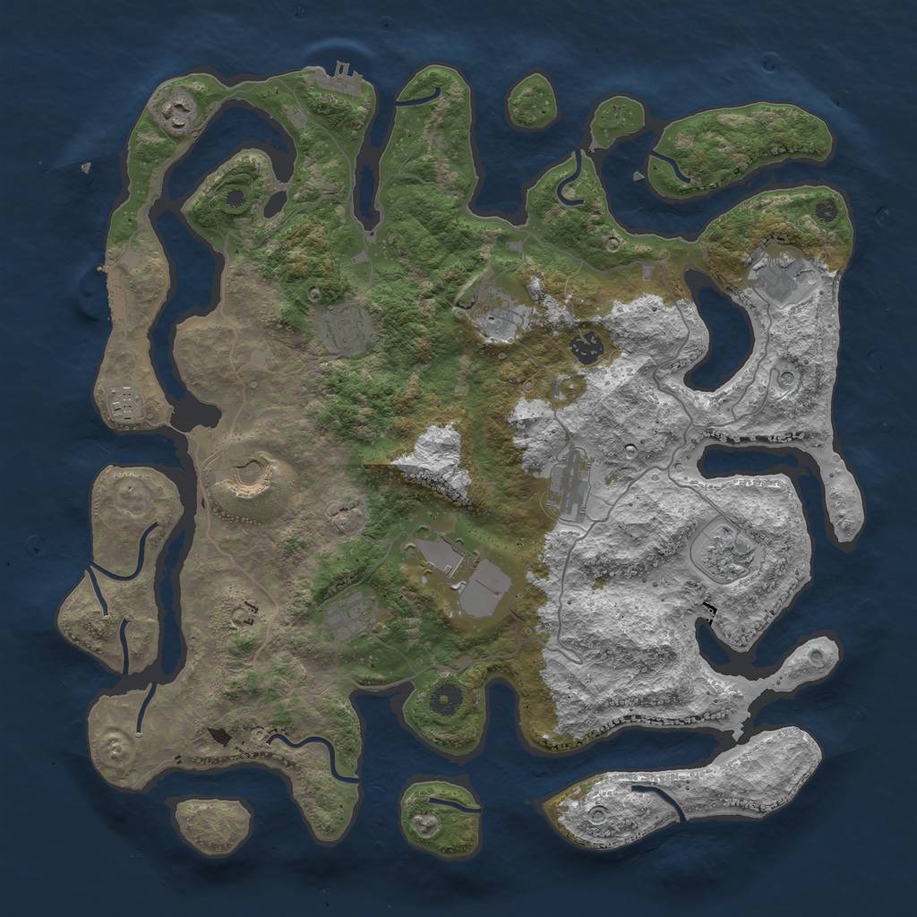 Rust Map: Procedural Map, Size: 4300, Seed: 335966842, 16 Monuments