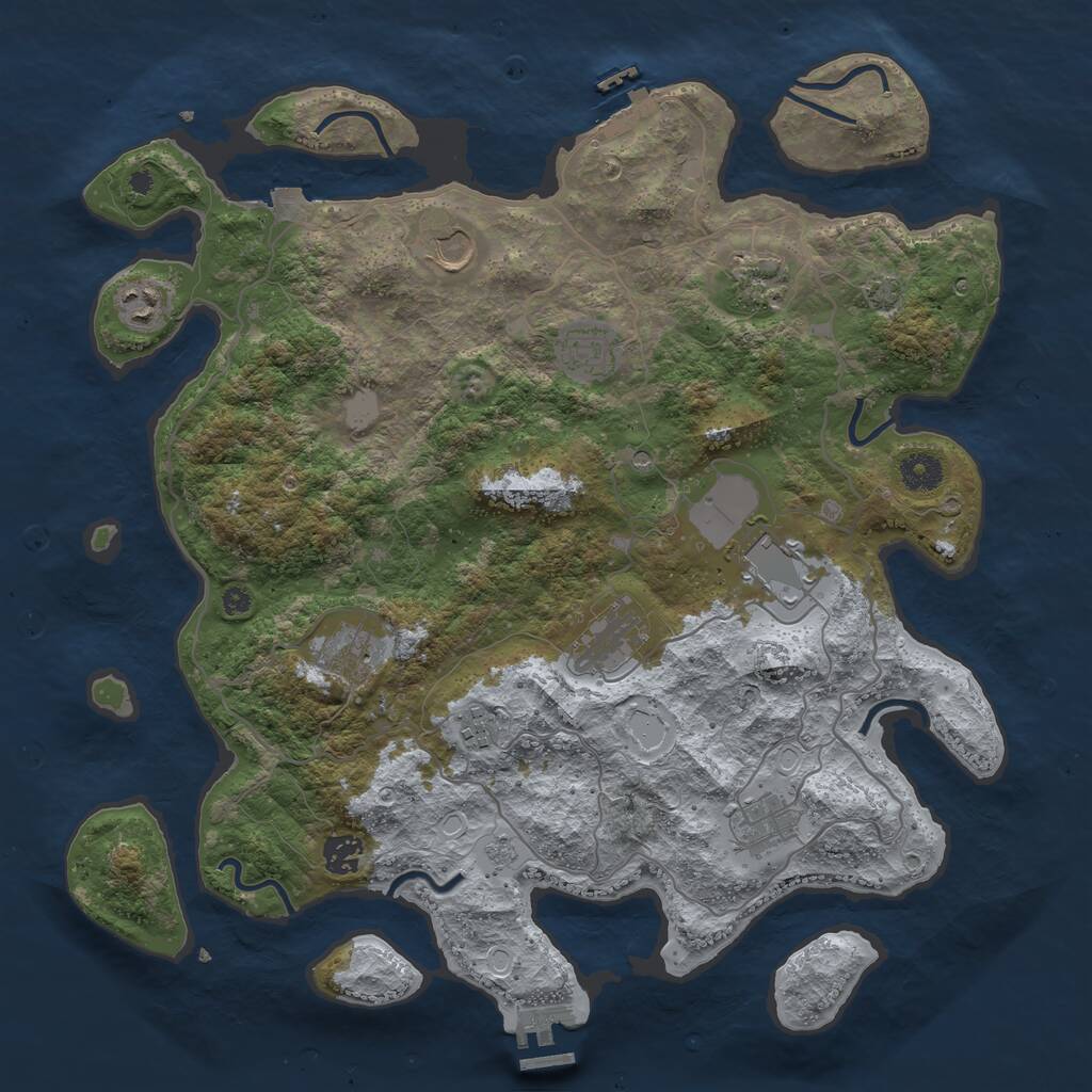 Rust Map: Procedural Map, Size: 4000, Seed: 681442947, 16 Monuments