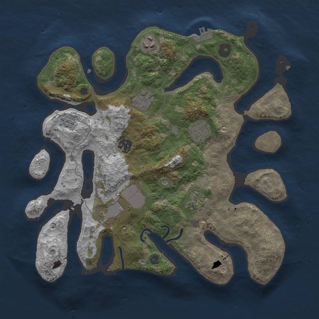 Rust Map: Procedural Map, Size: 3500, Seed: 74190412, 11 Monuments