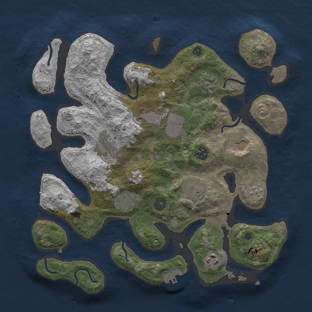 Rust Map: Procedural Map, Size: 3500, Seed: 408134036, 12 Monuments