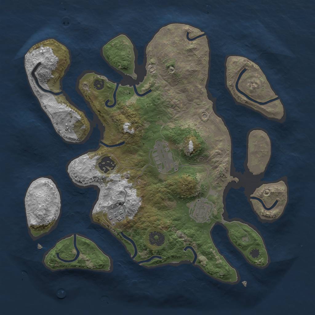 Rust Map: Procedural Map, Size: 3000, Seed: 2474, 6 Monuments