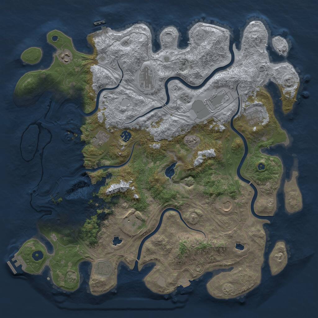 Rust Map: Procedural Map, Size: 4500, Seed: 3002, 16 Monuments
