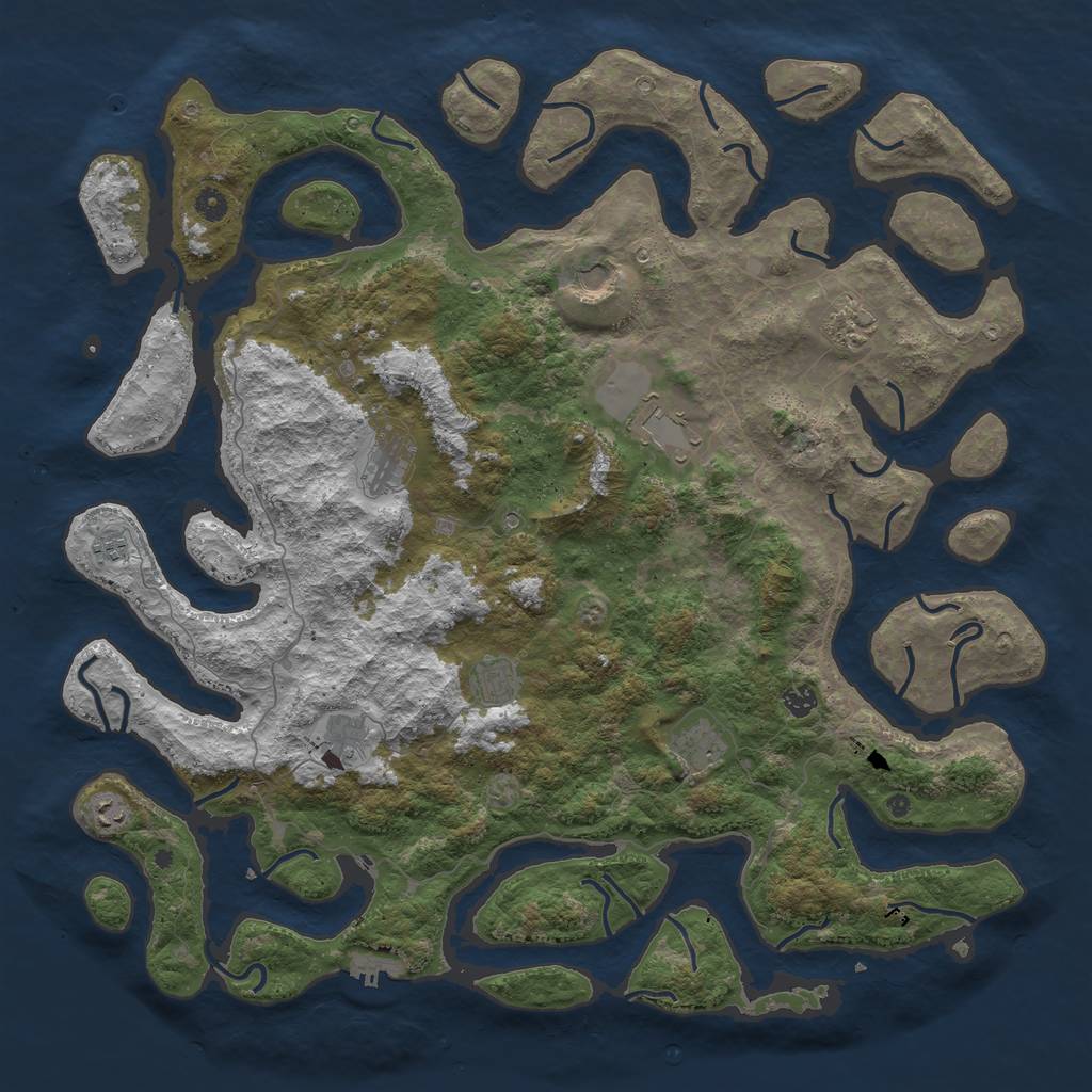 Rust Map: Procedural Map, Size: 5000, Seed: 71092802, 14 Monuments