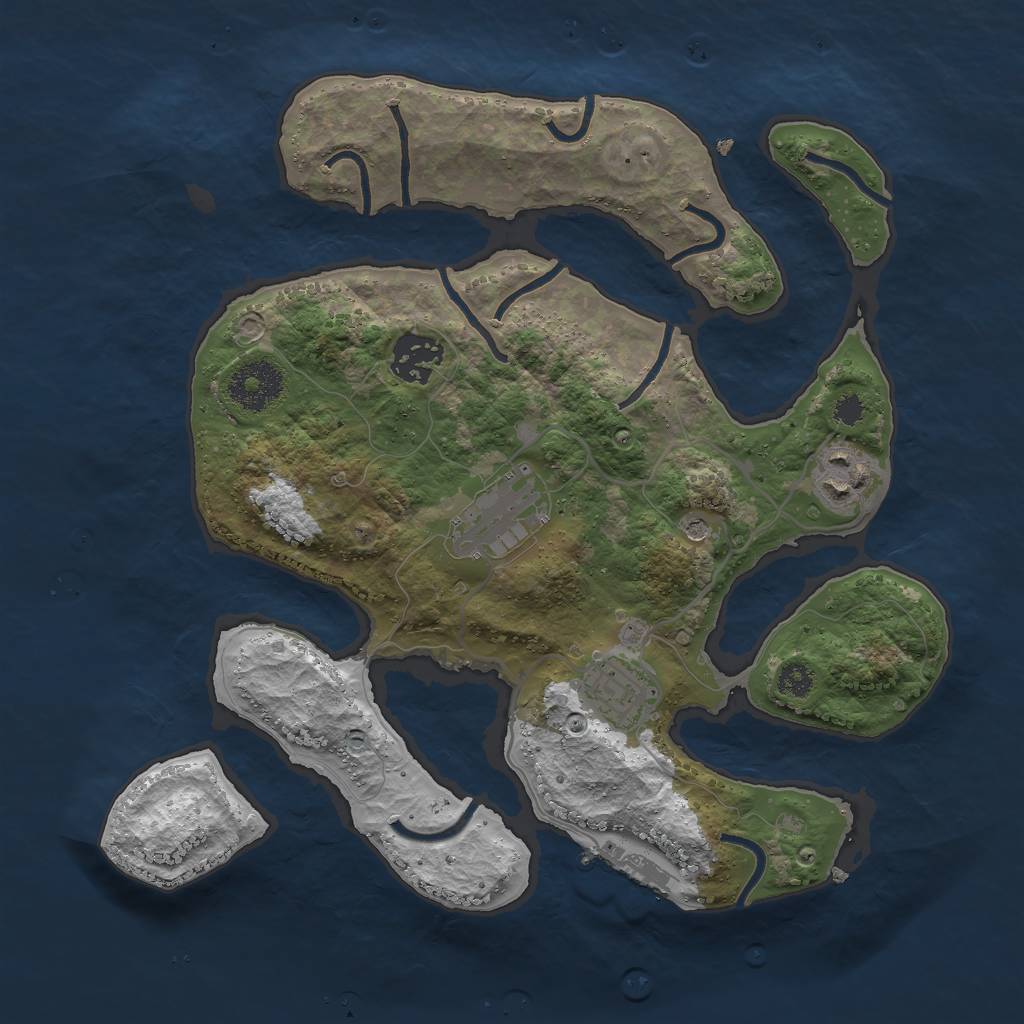Rust Map: Procedural Map, Size: 3000, Seed: 463, 8 Monuments