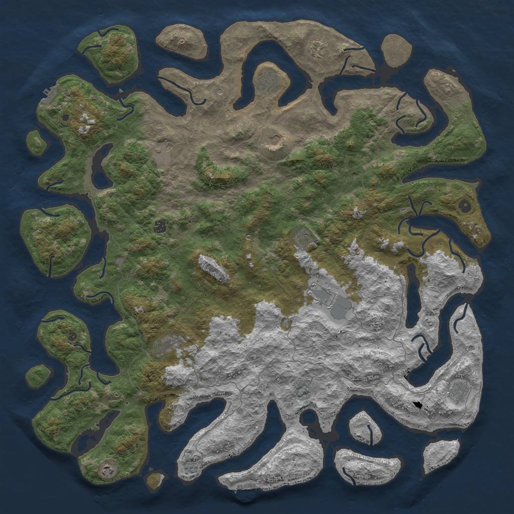 Rust Map: Procedural Map, Size: 6000, Seed: 1273838049, 16 Monuments
