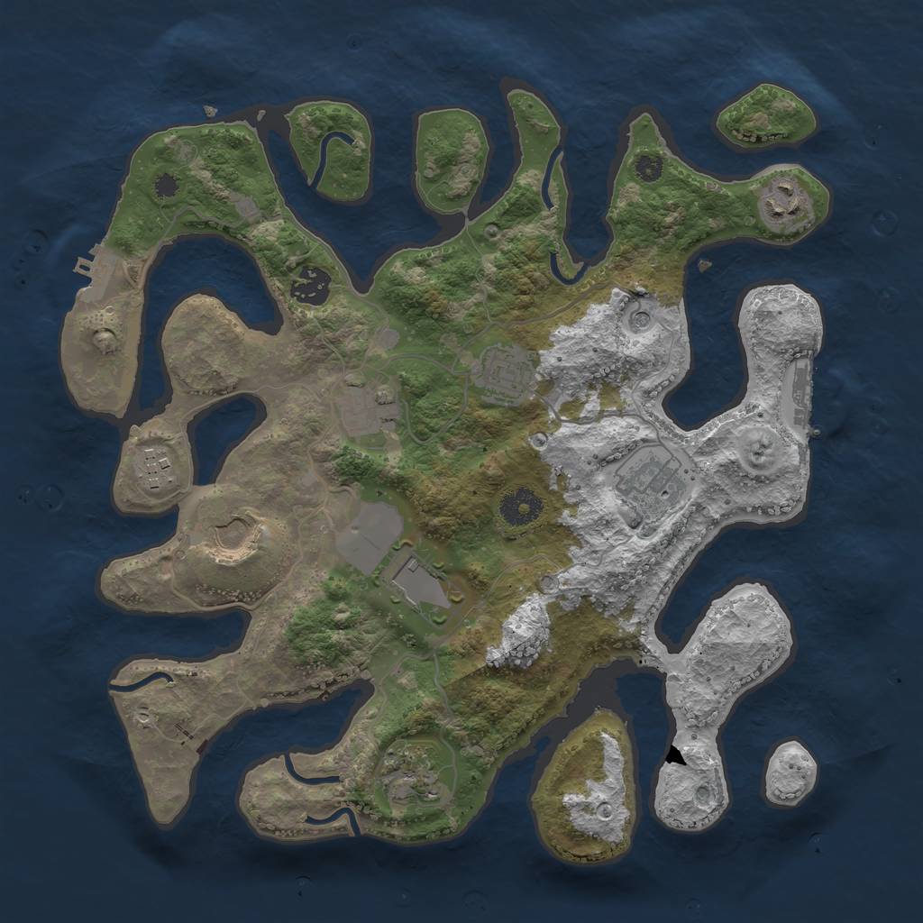 Rust Map: Procedural Map, Size: 3500, Seed: 548976646, 14 Monuments