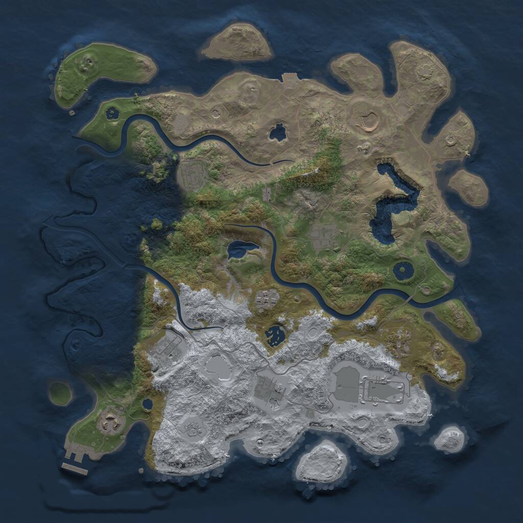 Rust Map: Procedural Map, Size: 4000, Seed: 421328978, 15 Monuments