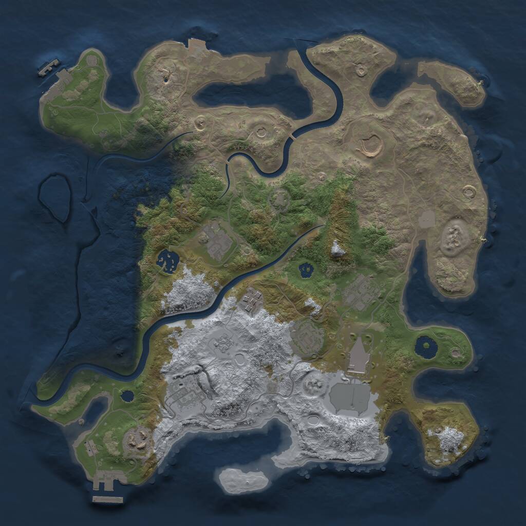 Rust Map: Procedural Map, Size: 3500, Seed: 106411236, 15 Monuments