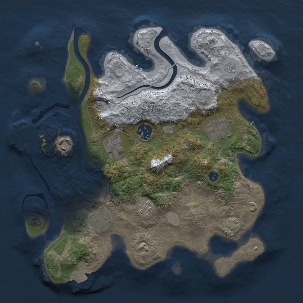 Rust Map: Procedural Map, Size: 3000, Seed: 2422087, 11 Monuments
