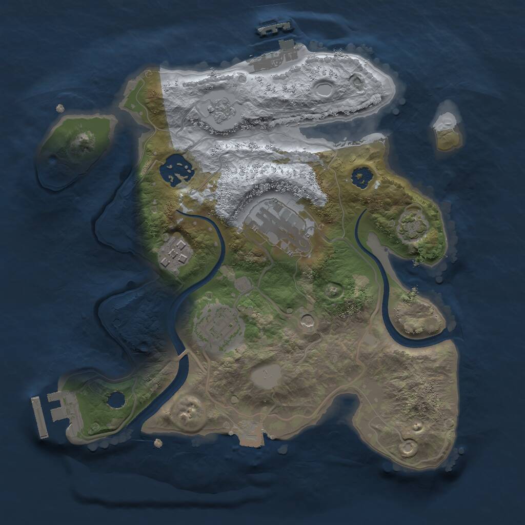 Rust Map: Procedural Map, Size: 2500, Seed: 643463342, 10 Monuments