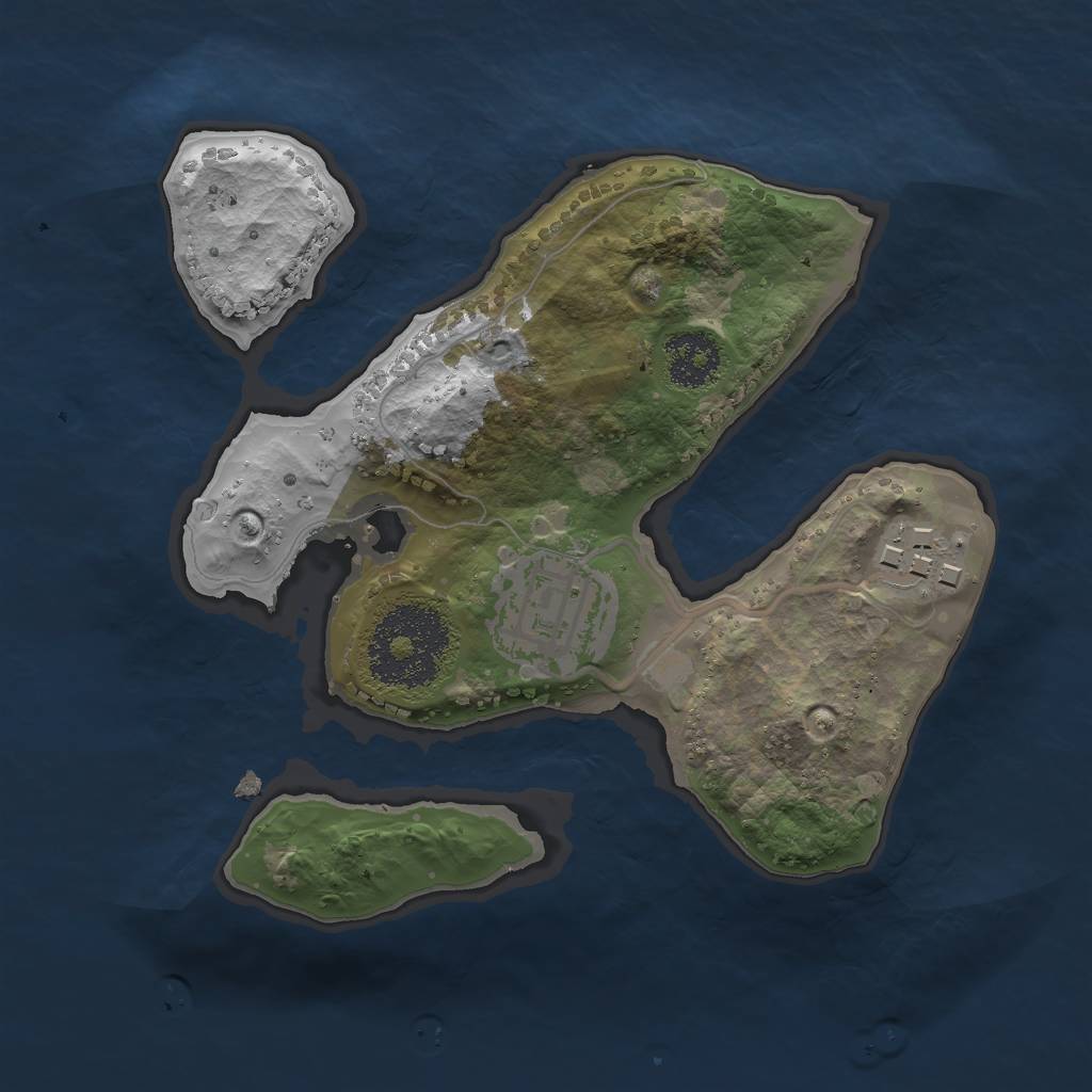 Rust Map: Procedural Map, Size: 2000, Seed: 1387721528, 4 Monuments