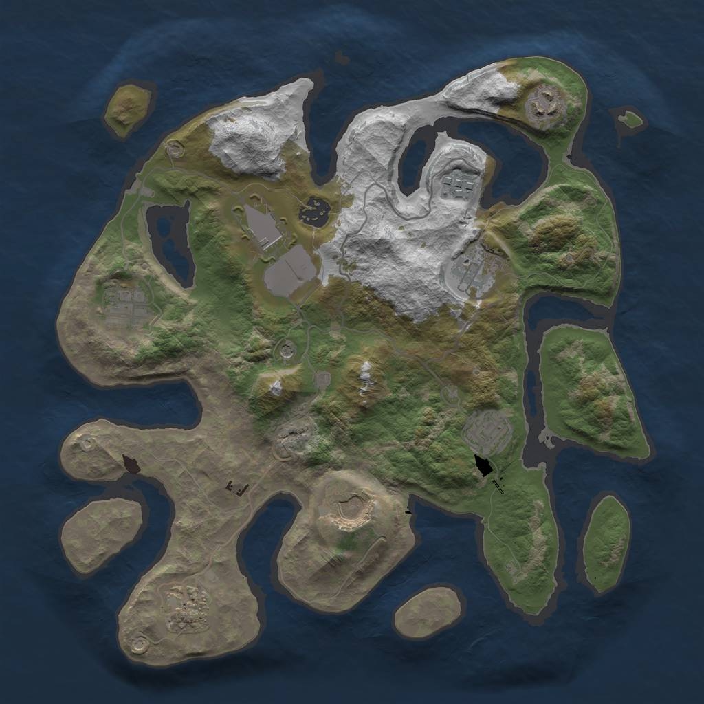 Rust Map: Barren, Size: 3500, Seed: 1671136770, 12 Monuments