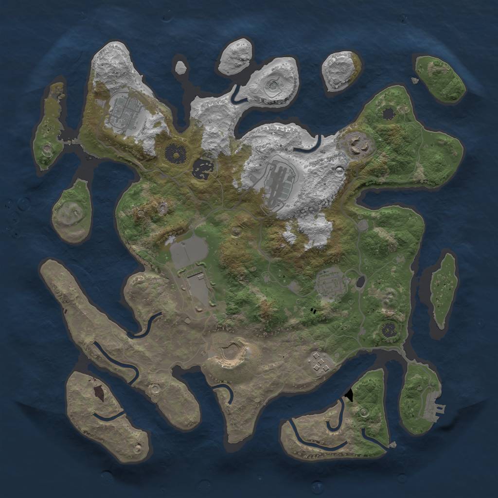 Rust Map: Procedural Map, Size: 3500, Seed: 732168525, 12 Monuments