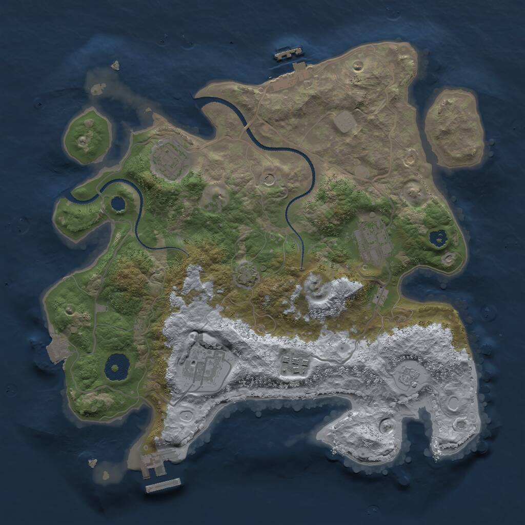 Rust Map: Procedural Map, Size: 3000, Seed: 16052517, 10 Monuments