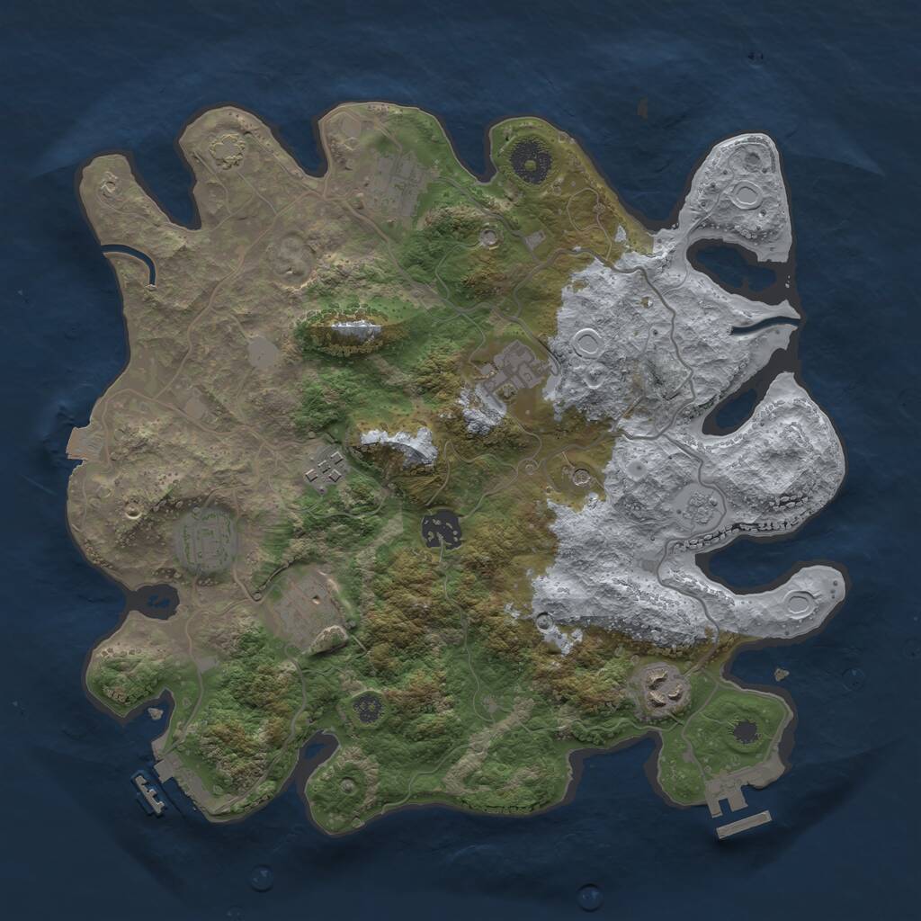 Rust Map: Procedural Map, Size: 3350, Seed: 1366248820, 13 Monuments