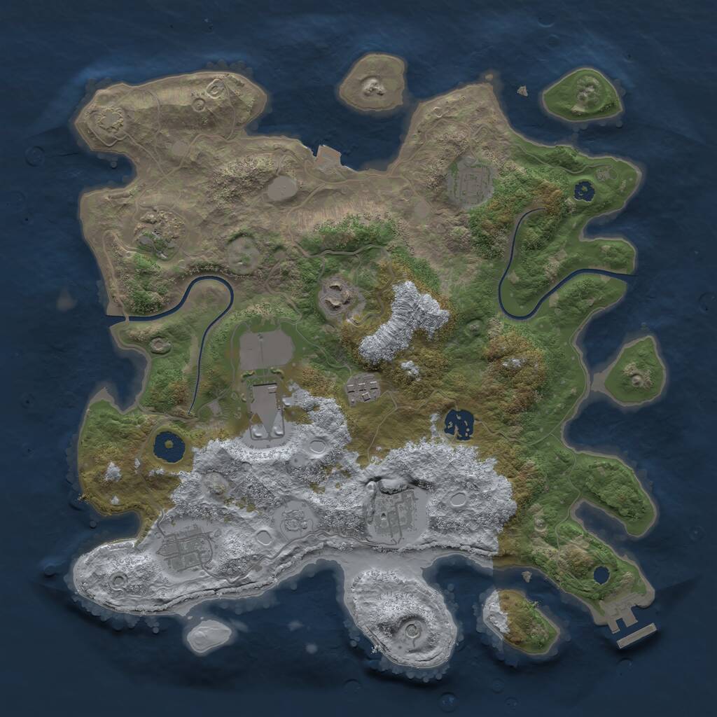 Rust Map: Procedural Map, Size: 3500, Seed: 515, 13 Monuments
