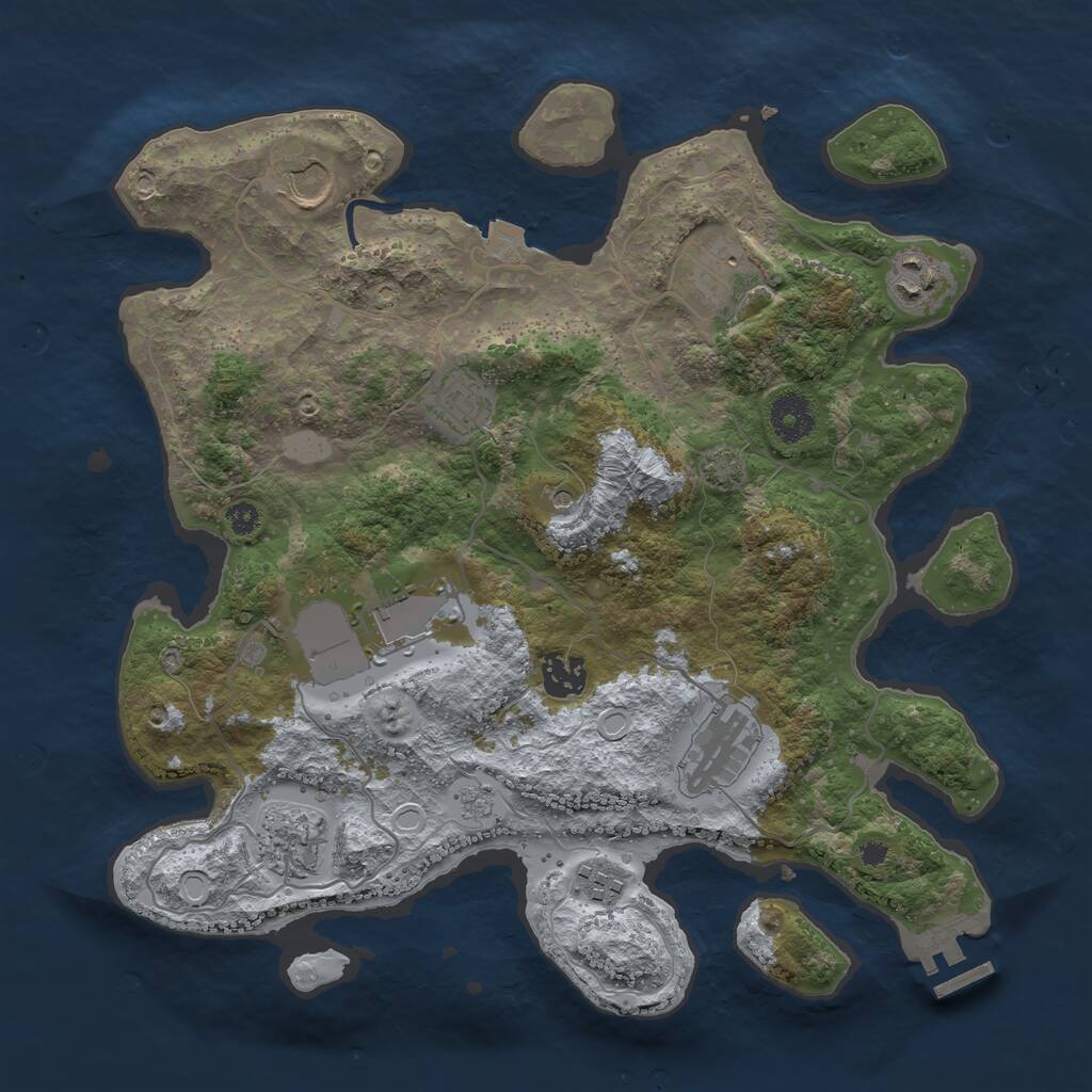 Rust Map: Procedural Map, Size: 3500, Seed: 515, 14 Monuments