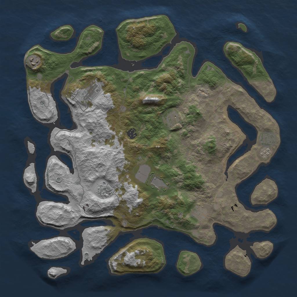 Rust Map: Barren, Size: 4500, Seed: 545740944, 12 Monuments
