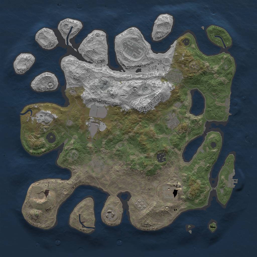 Rust Map: Procedural Map, Size: 3850, Seed: 1529502069, 16 Monuments