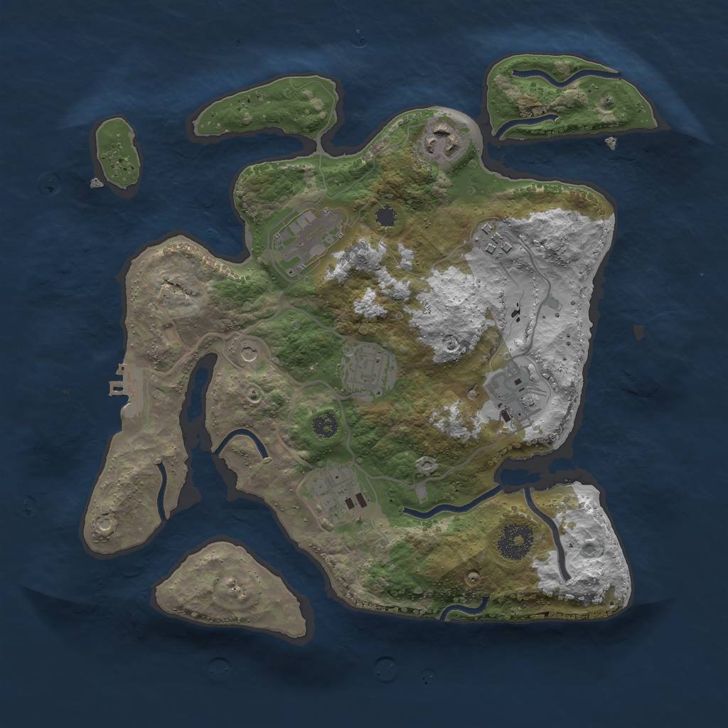 Rust Map: Procedural Map, Size: 3000, Seed: 1183444913, 10 Monuments