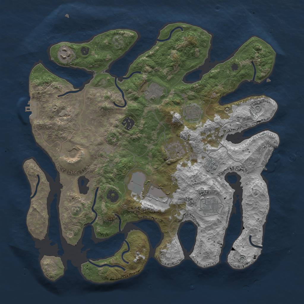 Rust Map: Procedural Map, Size: 3750, Seed: 10, 14 Monuments