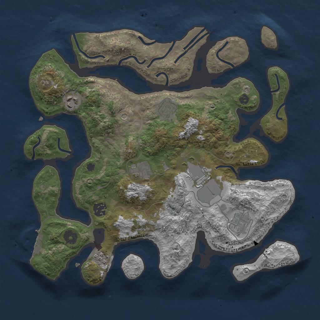 Rust Map: Procedural Map, Size: 3500, Seed: 97249536, 11 Monuments
