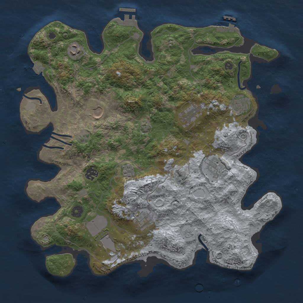 Rust Map: Procedural Map, Size: 3750, Seed: 268294357, 15 Monuments
