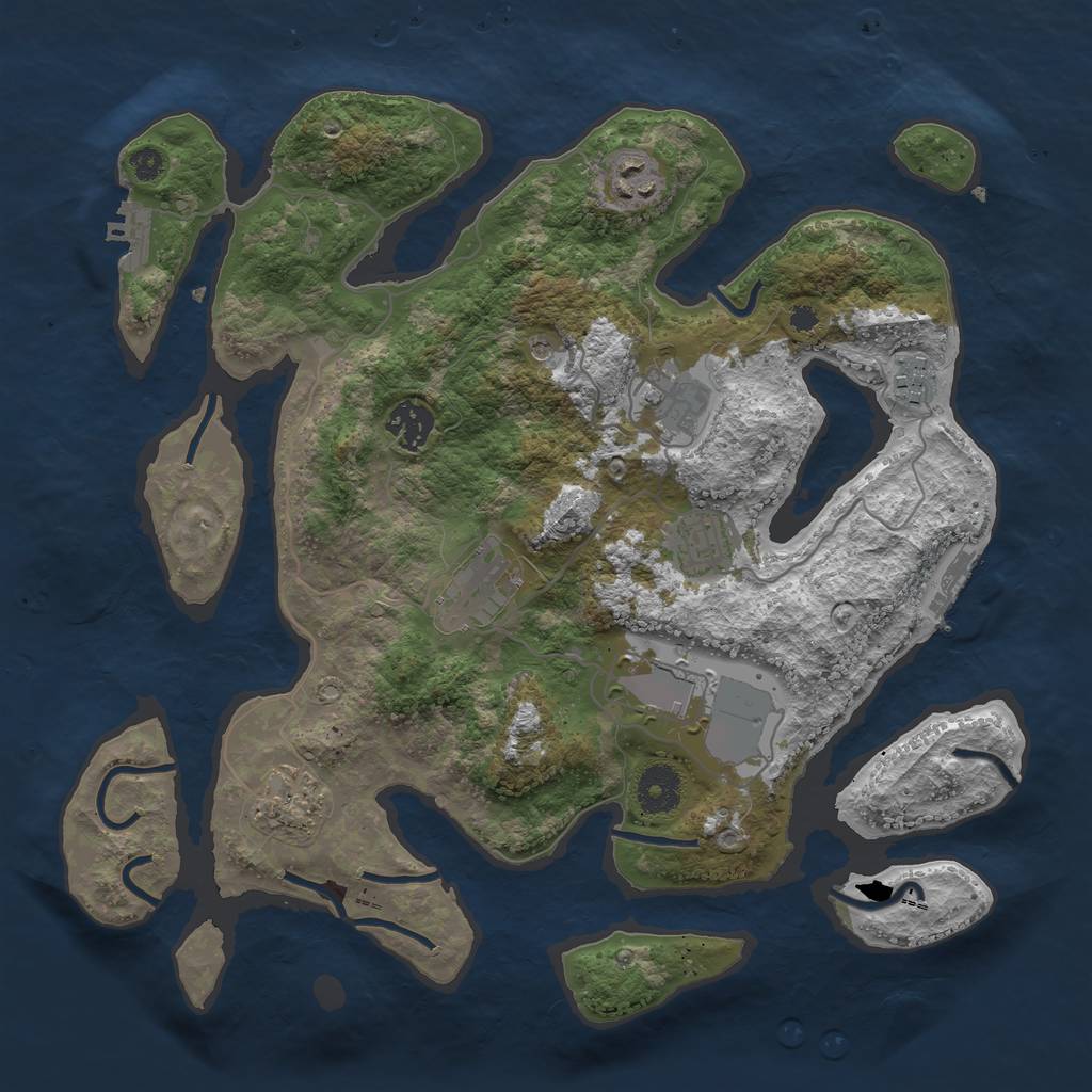 Rust Map: Procedural Map, Size: 3500, Seed: 456045362, 13 Monuments