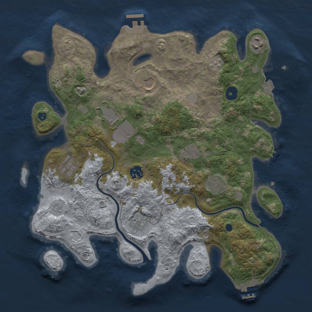 Rust Map: Procedural Map, Size: 3600, Seed: 51331, 15 Monuments