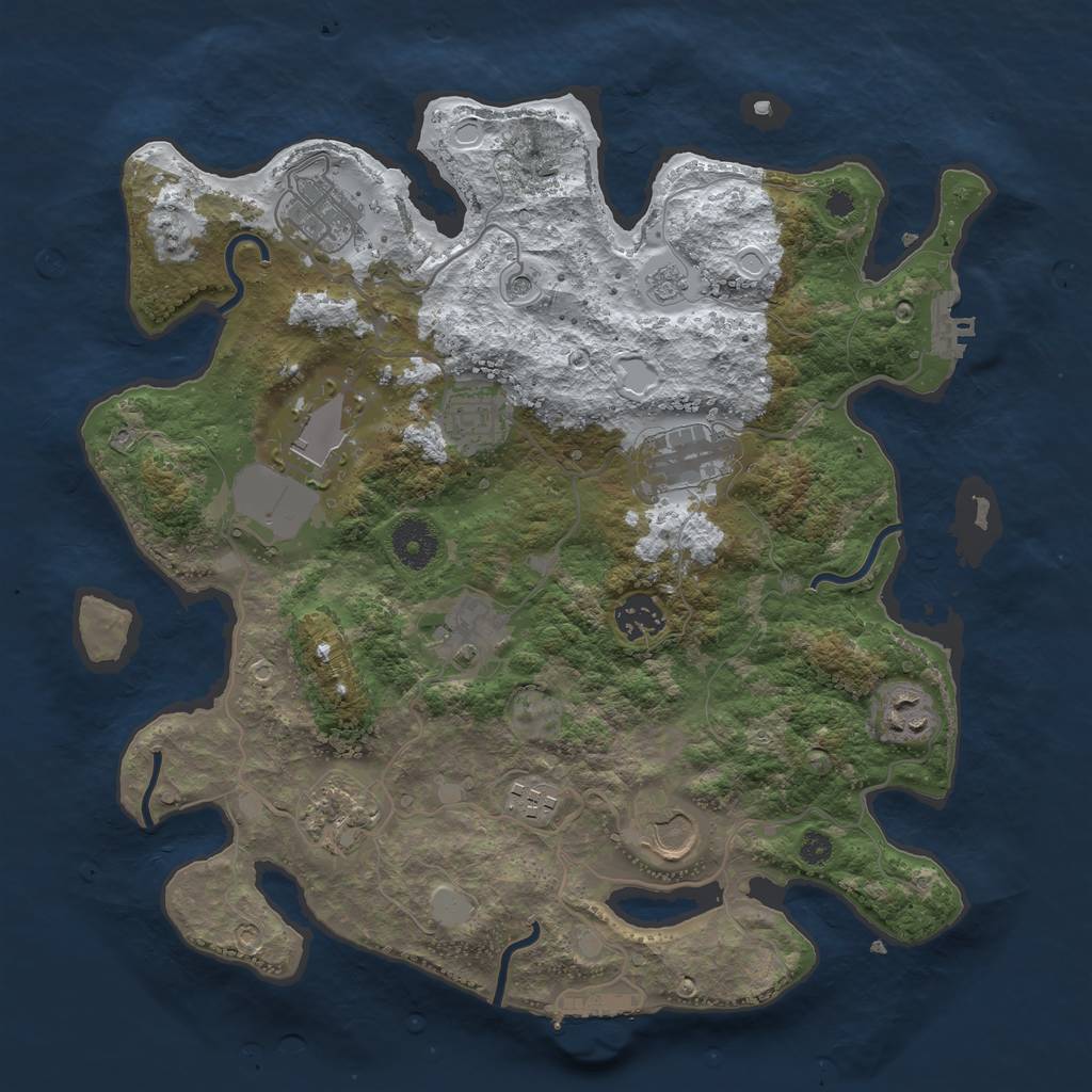 Rust Map: Procedural Map, Size: 3500, Seed: 1213700676, 19 Monuments