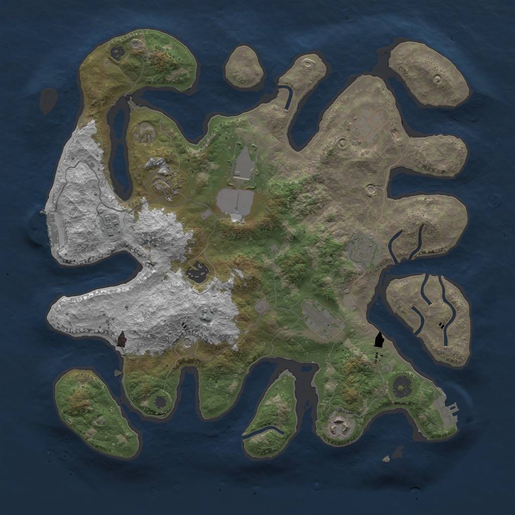 Rust Map: Procedural Map, Size: 3700, Seed: 510953196, 13 Monuments