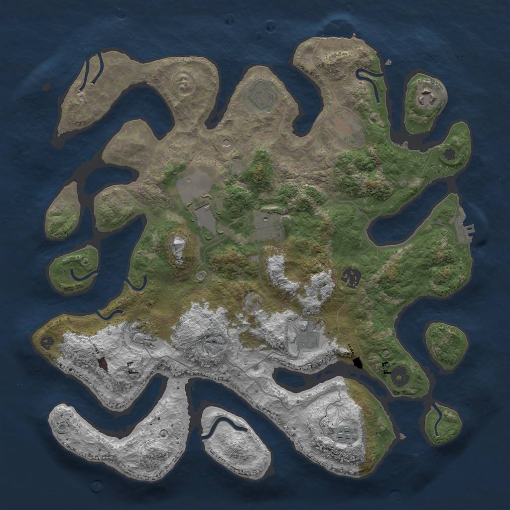 Rust Map: Procedural Map, Size: 3900, Seed: 132319, 14 Monuments
