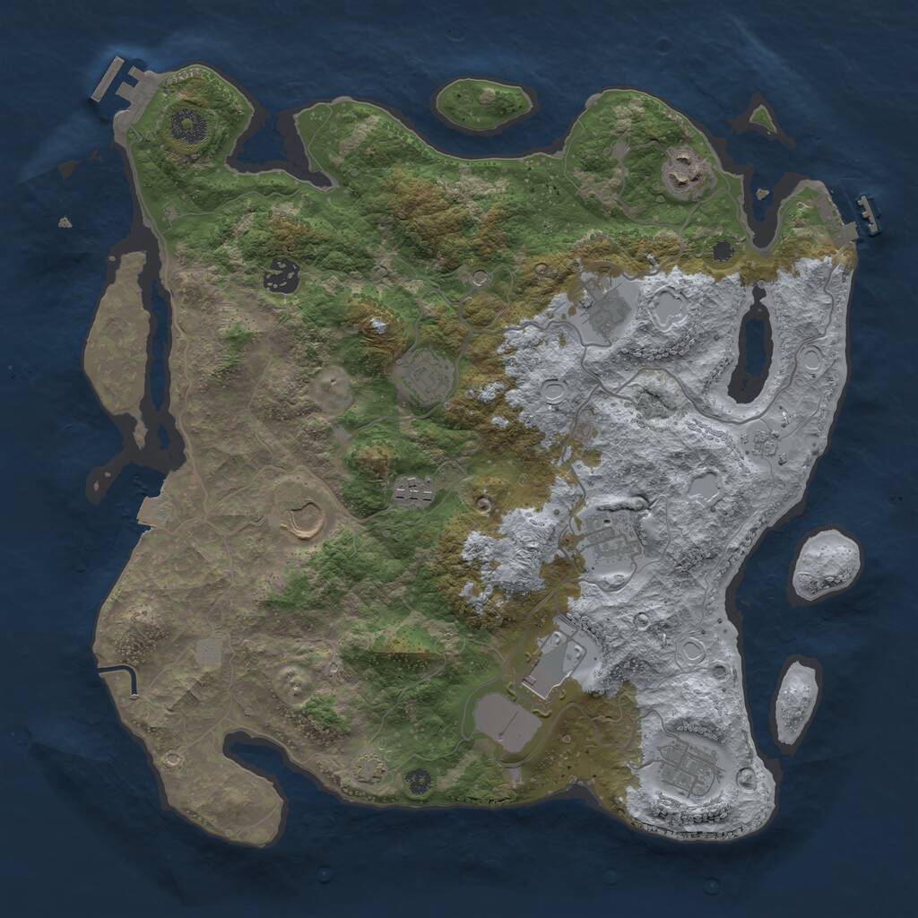 Rust Map: Procedural Map, Size: 3750, Seed: 843234, 15 Monuments