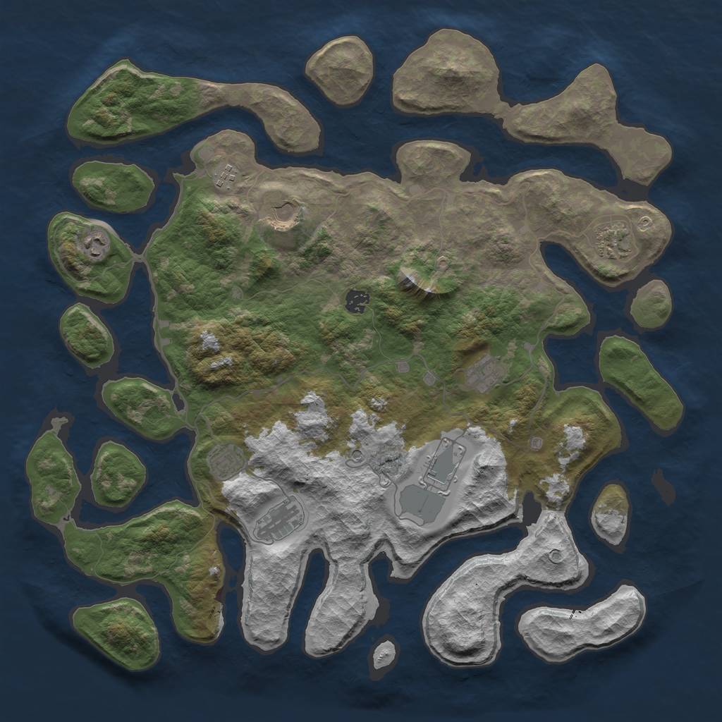 Rust Map: Barren, Size: 4500, Seed: 1058714525, 12 Monuments