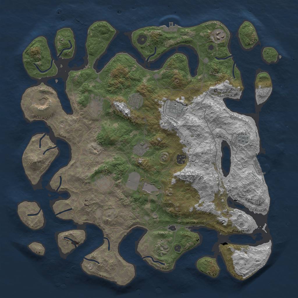 Rust Map: Procedural Map, Size: 4500, Seed: 85211, 16 Monuments