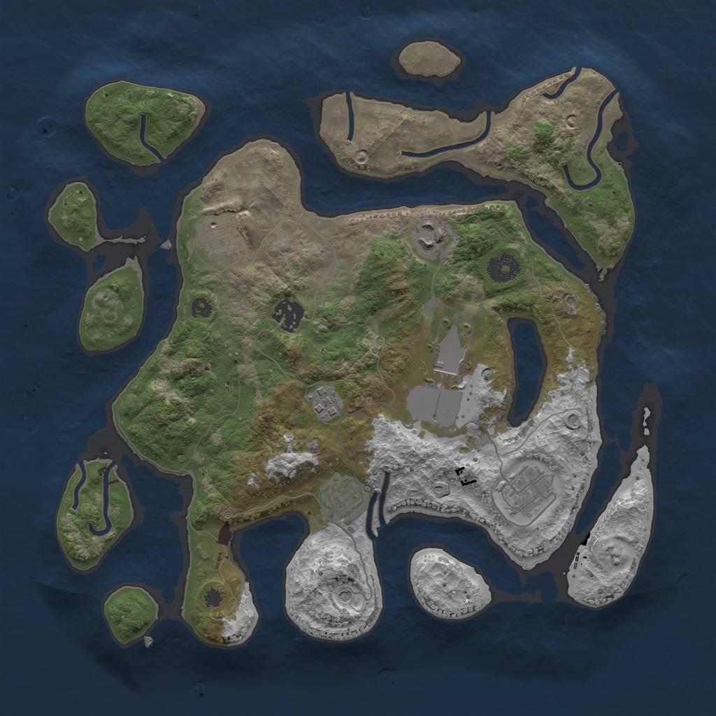 Rust Map: Procedural Map, Size: 3500, Seed: 5623525, 10 Monuments