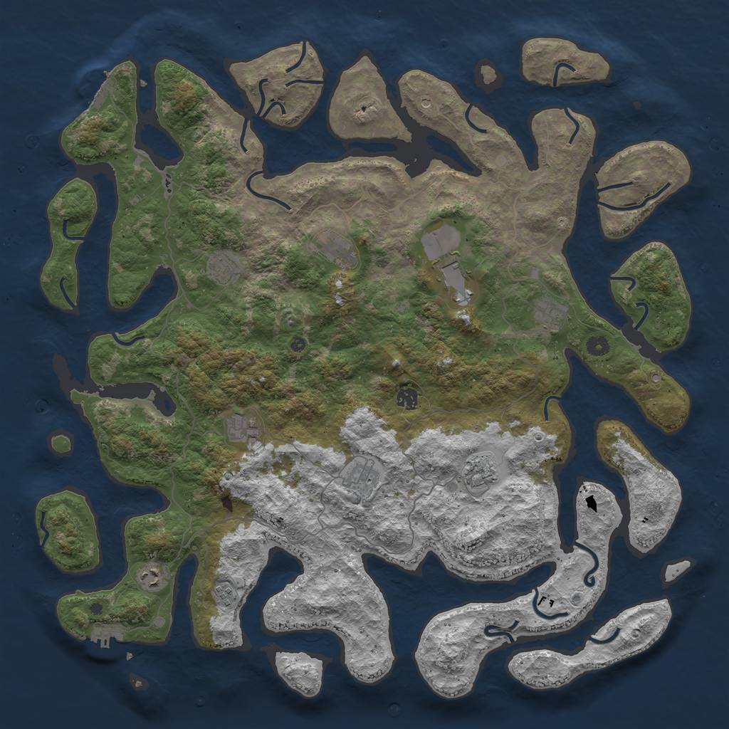 Rust Map: Procedural Map, Size: 5000, Seed: 620937, 15 Monuments