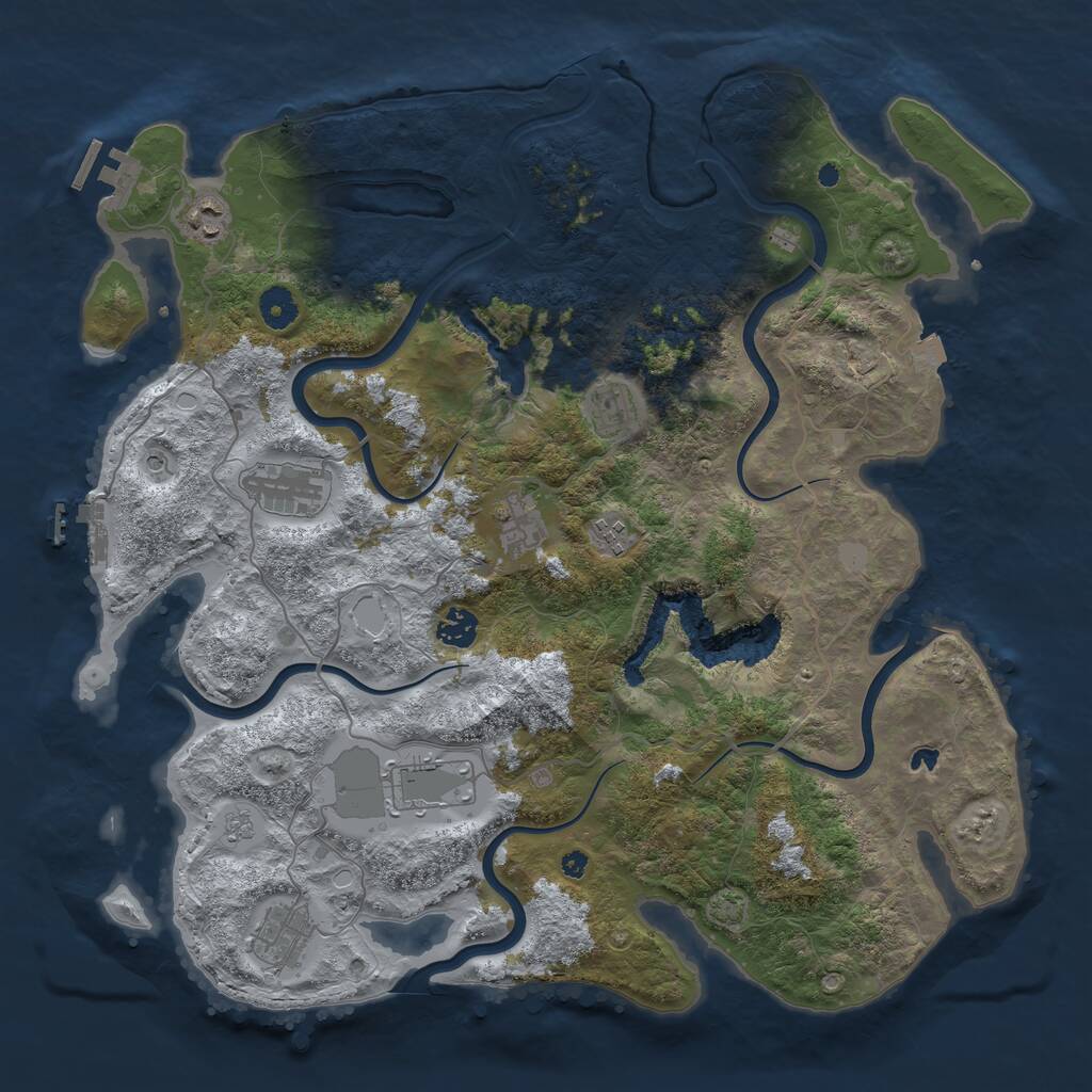 Rust Map: Procedural Map, Size: 4100, Seed: 811103626, 14 Monuments