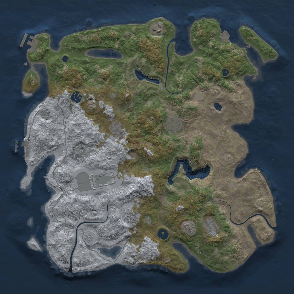 Rust Map: Procedural Map, Size: 4100, Seed: 811103626, 14 Monuments