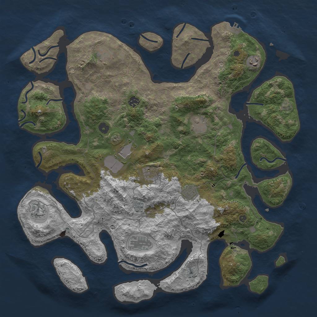 Rust Map: Procedural Map, Size: 4500, Seed: 447913346, 14 Monuments