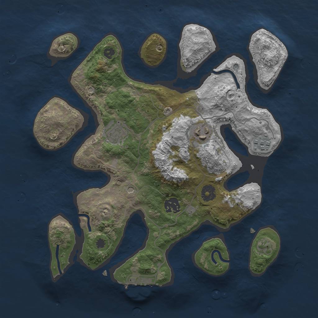 Rust Map: Procedural Map, Size: 3000, Seed: 1373306351, 8 Monuments