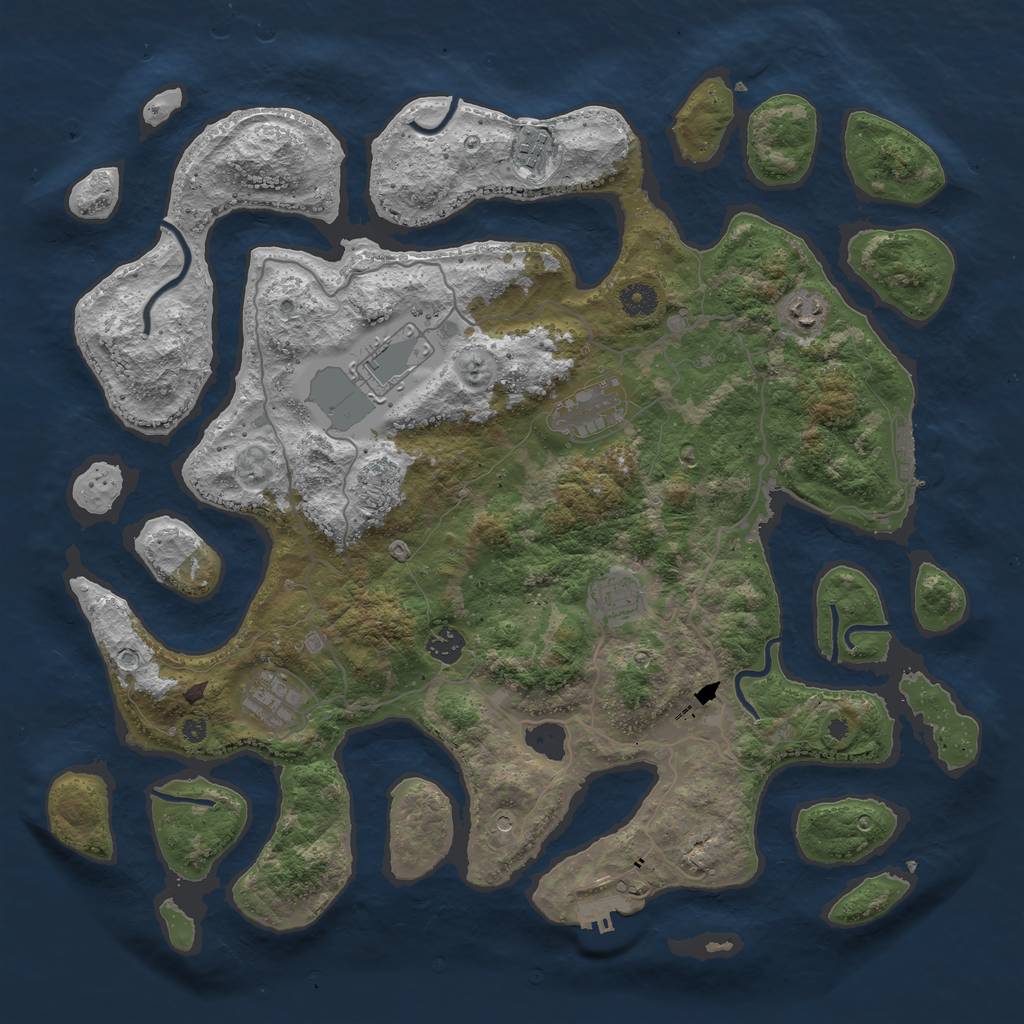 Rust Map: Procedural Map, Size: 4250, Seed: 16207, 12 Monuments